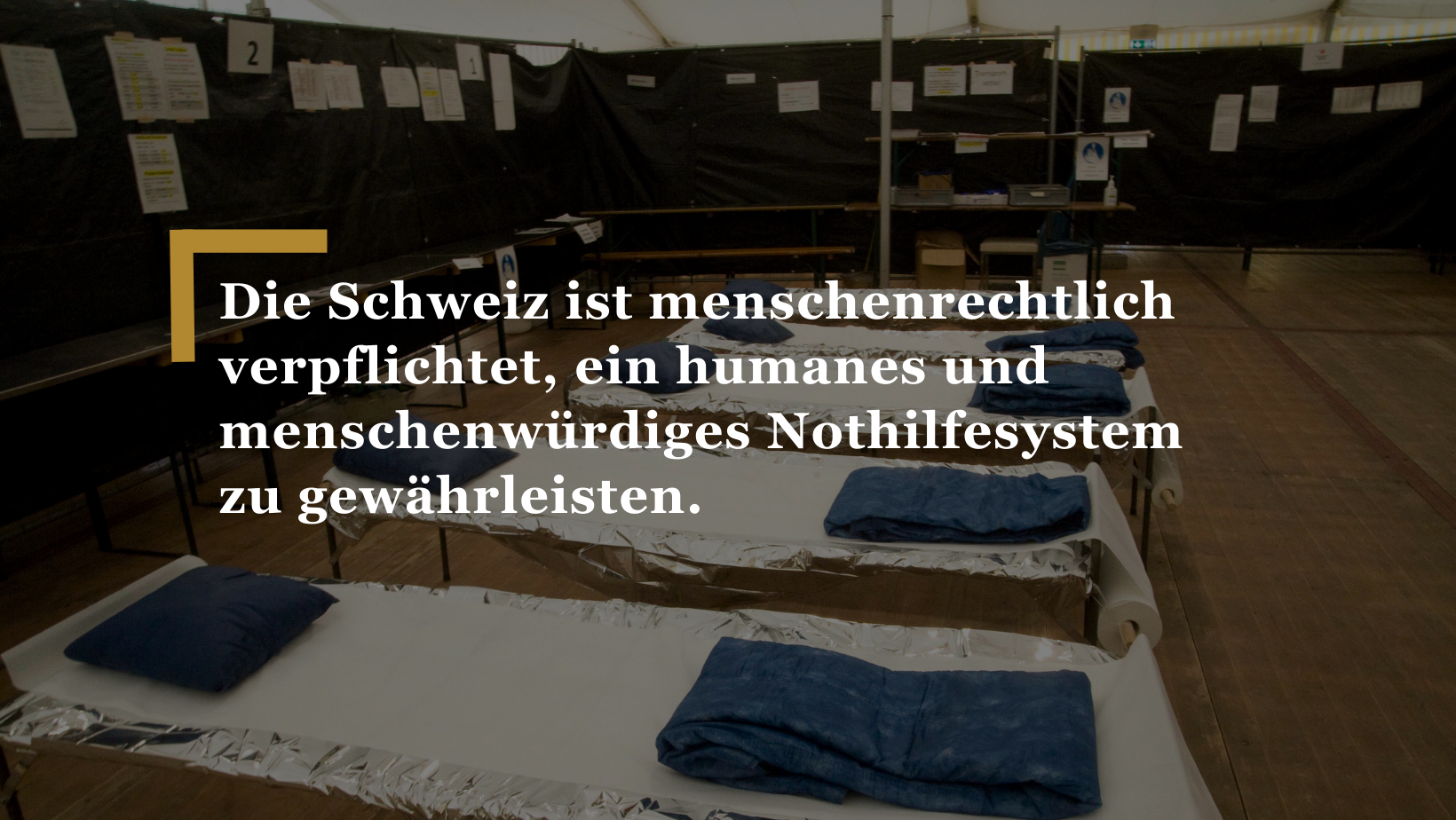 In einem offenen Brief fordern Hilfsorganisationen und Fachpersonen aus dem Gesundheitsbereich eine Verbesserung der Situation von abgewiesenen Asylsuchenden in der Schweiz. Die prekären Bedingungen in den kantonalen Nothilferegimen machen insbesondere Langzeitbeziehende psychisch krank. Die aktuelle Situation gefährdet das Menschenrecht auf einen angemessenen Lebensstandard.