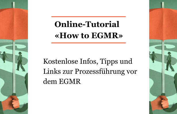 Die Prozessführung an den Europäischen Gerichtshof für Menschenrechte (EGMR) ist ein wichtiges Instrument für den Menschenrechtsschutz. Das Verfahren ist jedoch technisch anspruchsvoll. Deshalb stellt humanrights.ch jetzt ein umfassendes Online-Tutorial «How to EGMR» zur Verfügung.