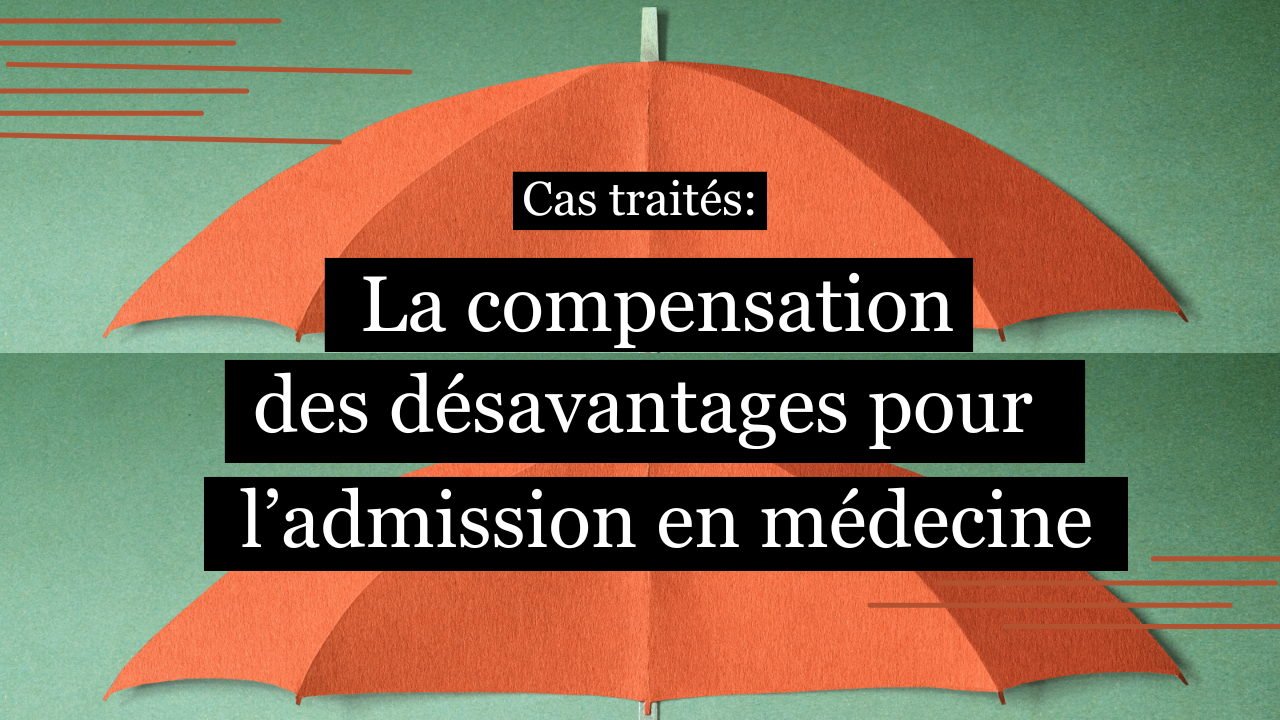 En mars 2023, le Tribunal administratif du canton de Berne a jugé que le refus de l’université de Berne d’accorder un supplément de temps à une personne souffrant de dyslexie-dysorthographie dans le cadre d’un test d’admission aux études de médecine vétérinaires n’enfreignait ni l’interdiction de la discrimination, ni l’égalité des chances. Au début du mois de mai 2024, le Tribunal fédéral a renvoyé l’affaire devant l’instance précédente pour réexamen.