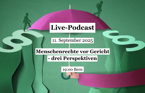Mit unserem Podcast „Artikel Sieben“ gehen wir live und überwinden den Röstigraben. Im Rahmen eines Crowd-Fundings für eine dritte Staffel diskutieren wir mit zwei erfahrenen Rechtsanwält*innen und einer Professorin sowie ehemaligen EGMR-Richterin, welche Wirkung die Argumentation mit Menschenrechten vor Gericht entfalten kann.