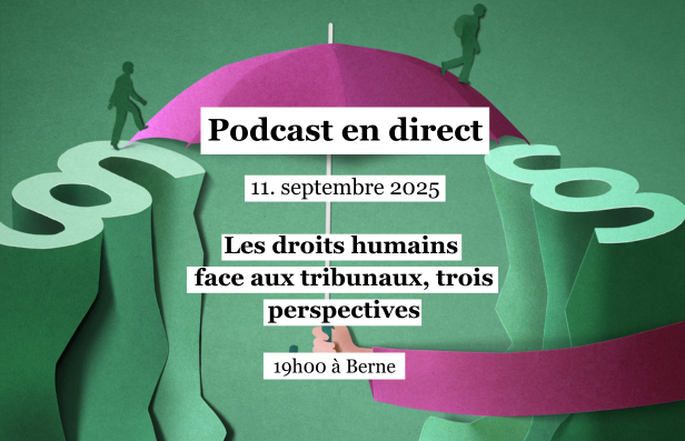 Pour le prochain épisode de notre podcast « Article Sept », nous serons en direct et franchirons le Röstigraben! Pour notre campagne de financement participatif en vue de réaliser une troisième saison, nous invitons deux avocates expérimentées ainsi qu’une professeure et ancienne juge de la Cour européenne des droits de l’homme à débattre: quel poids une argumentation fondée sur les droits humains peut-elle avoir devant les tribunaux?